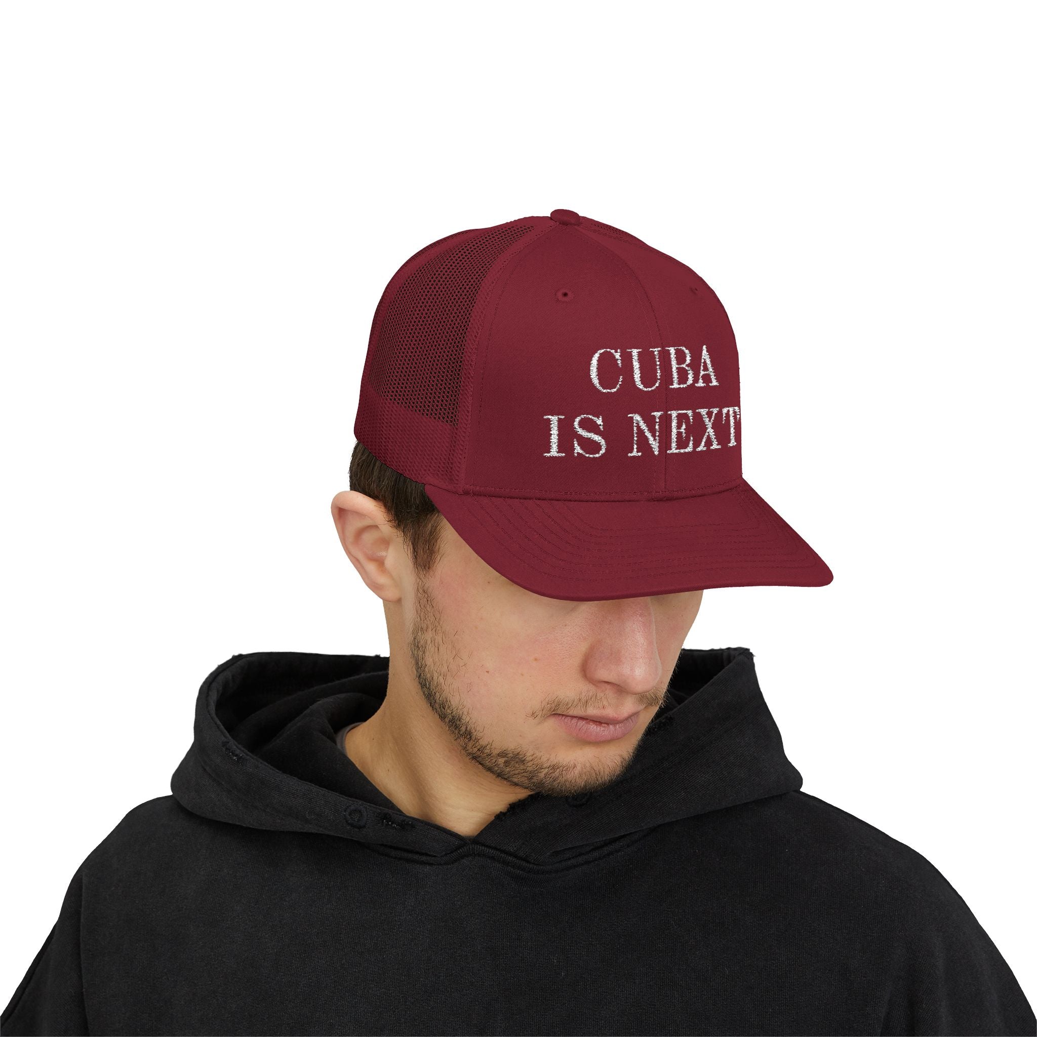 Trucker Cap — "Cuba Is Next" Embroidered Snapback