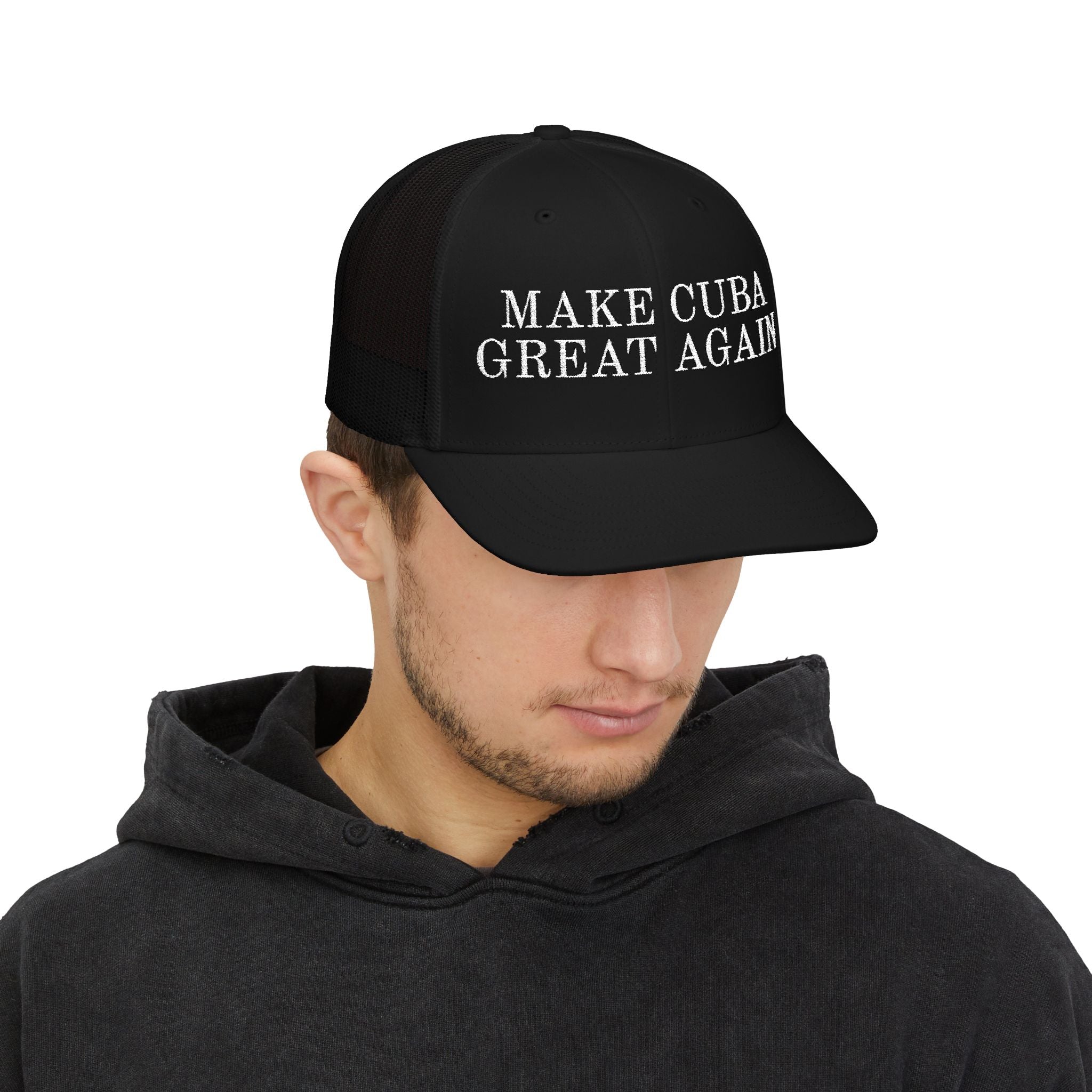 Embroidered Trucker Cap — "Make Cuba Great Again" Mesh Snapback