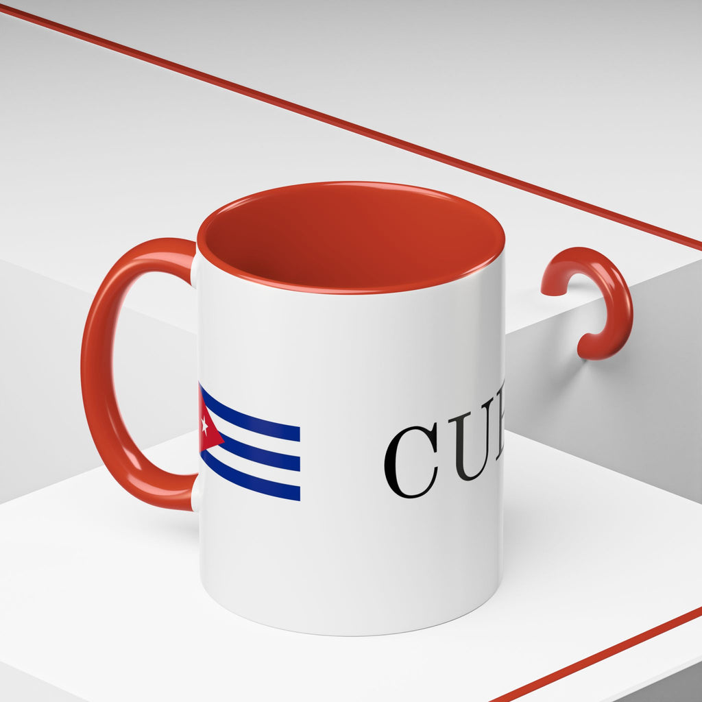 Cuba Flag Accent Coffee Mug — 11/15oz Ceramic Travel-Ready Tea & Coffee Cup